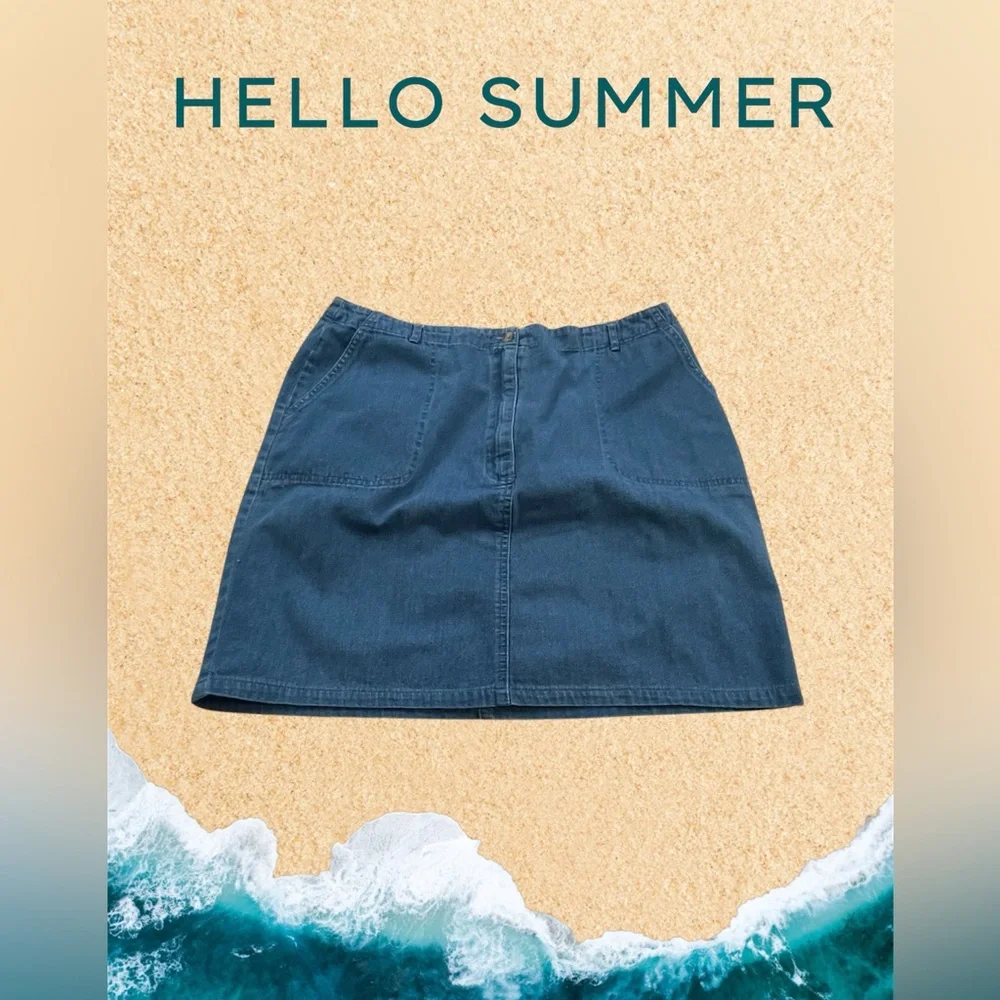 Talbots Blue Denim‎ Straight Mini Skirt~  Size 16~ Casual